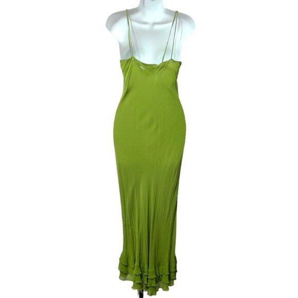 Tibi green Silk beaded dress Ruffle hem size S - Picture 16 of 16